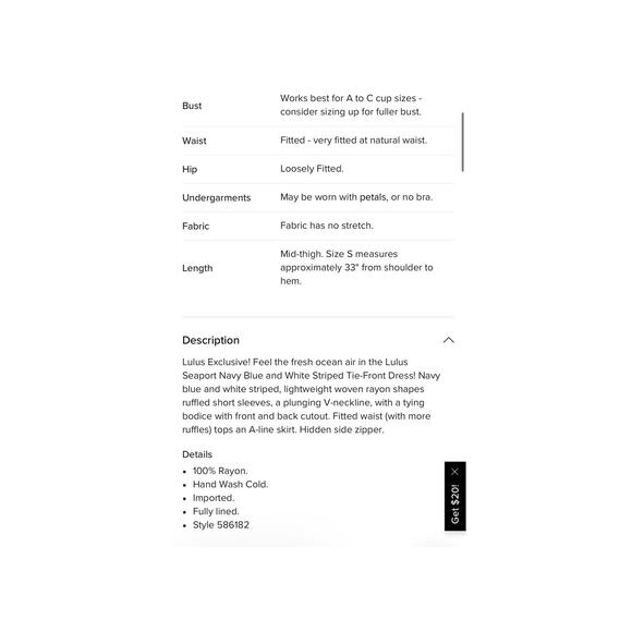 Lulus Seaport Blue & White Stripe Tie Front 100% Rayon Mini Dress - S - Picture 10 of 10